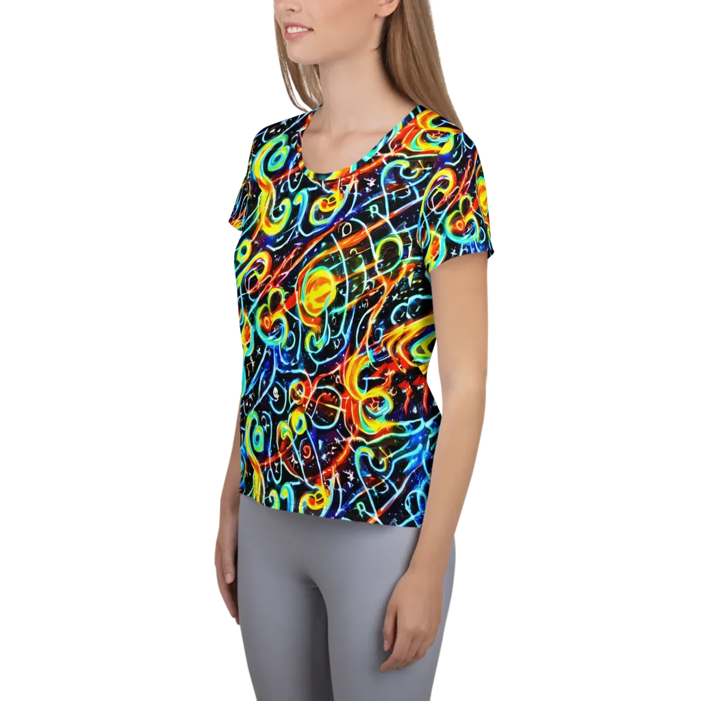 Starlit Scribble on Women's Athletic T-Shirt — Left