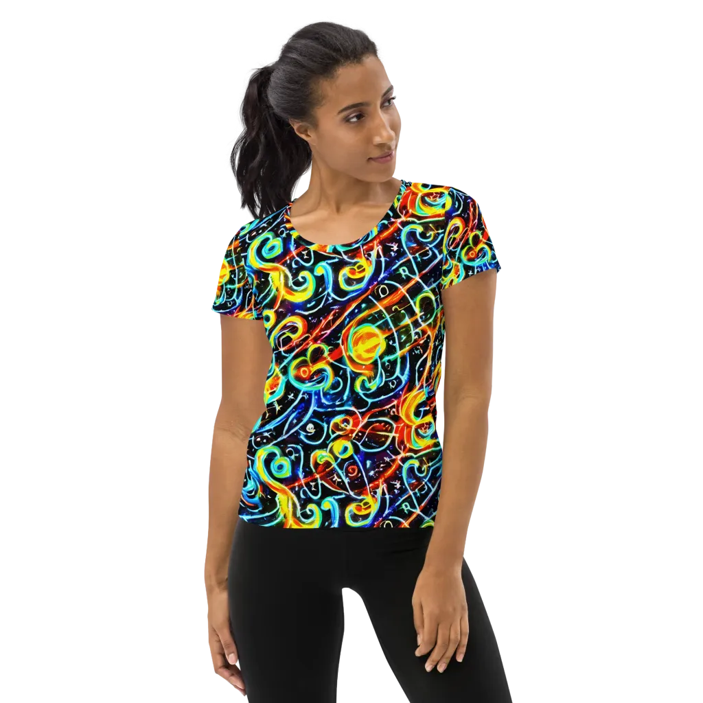 Starlit Scribble on Women's Athletic T-Shirt — Front