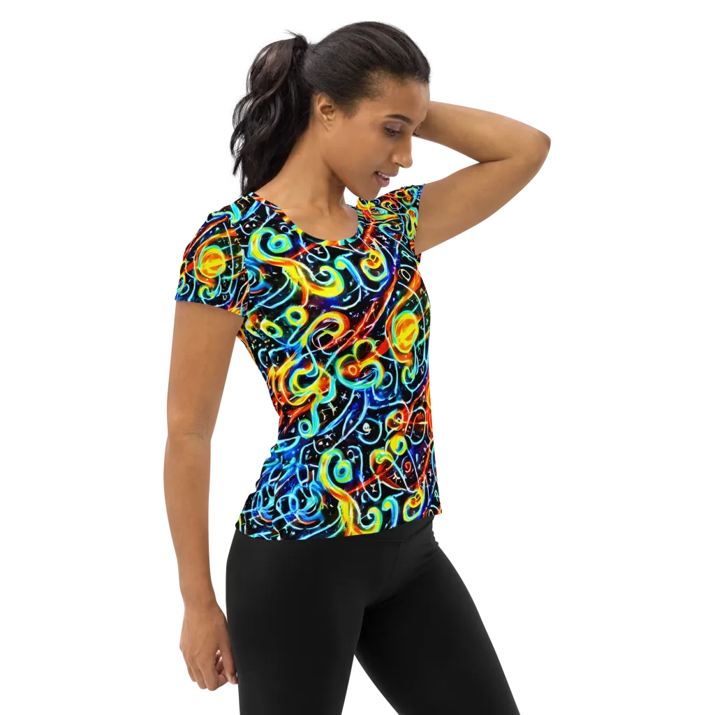 Starlit Scribble on Women's Athletic T-Shirt — Right