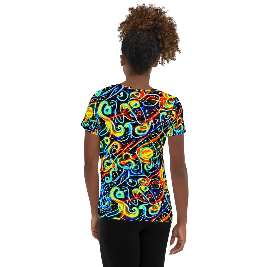 Starlit Scribble on Women's Athletic T-Shirt — Back