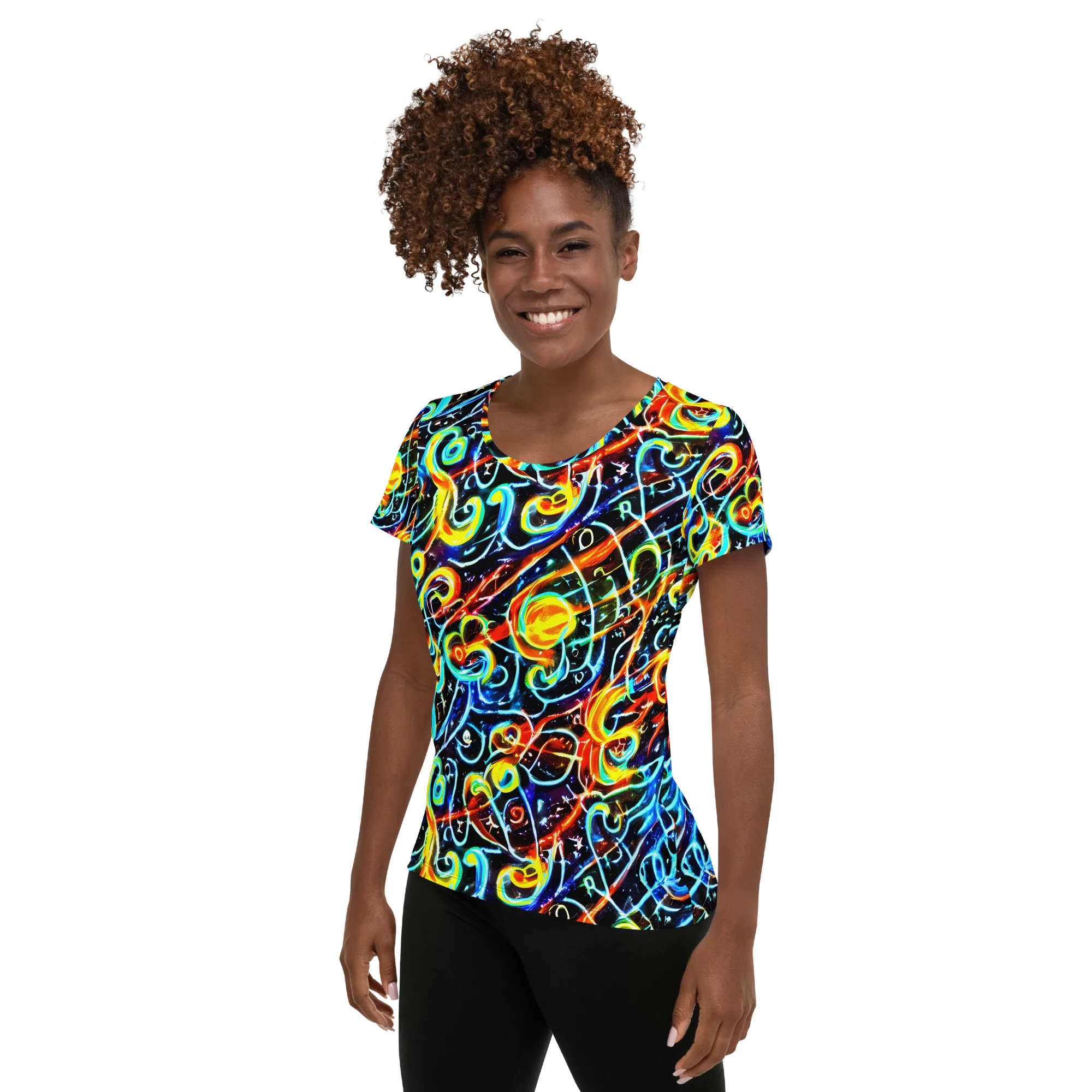 Starlit Scribble on Women's Athletic T-Shirt — Left