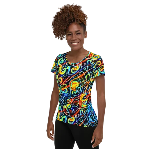Starlit Scribble on a Women's Athletic T-Shirt