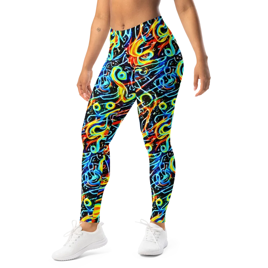 Starlit Scribble on Leggings — Left Front
