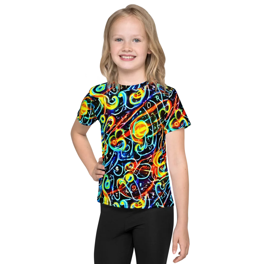 Starlit Scribble on Kids Crew Neck T-Shirt — Front