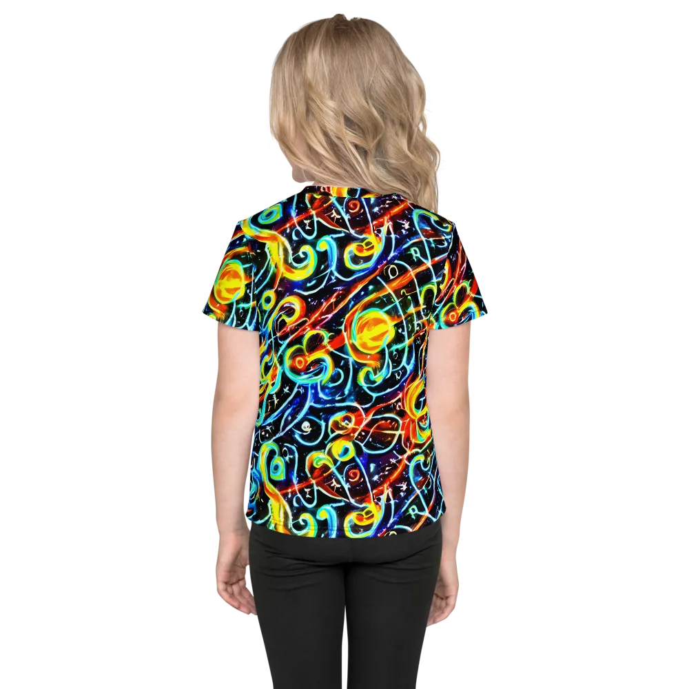 Starlit Scribble on Kids Crew Neck T-Shirt — Back