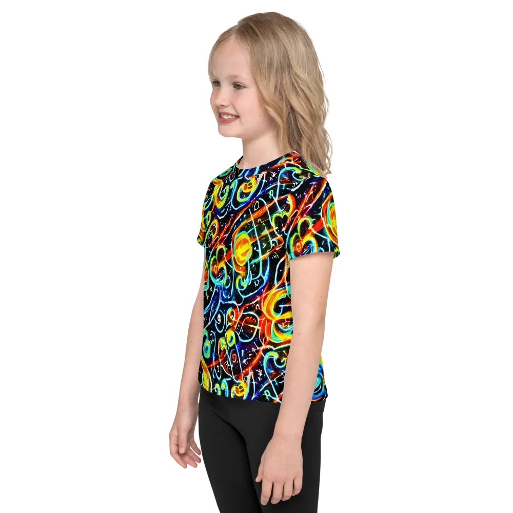 Starlit Scribble on Kids Crew Neck T-Shirt — Left