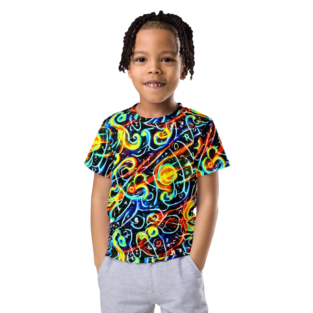 Starlit Scribble on Kids Crew Neck T-Shirt — Front