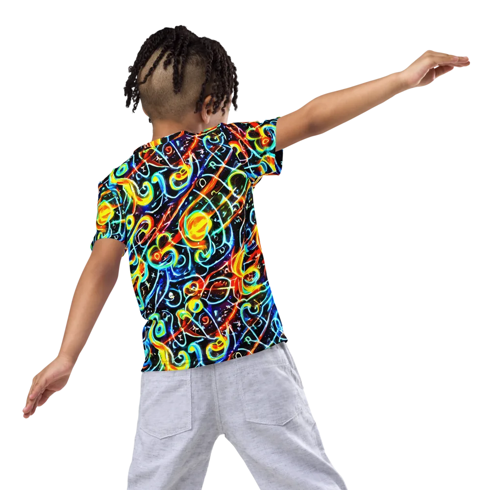 Starlit Scribble on Kids Crew Neck T-Shirt — Back