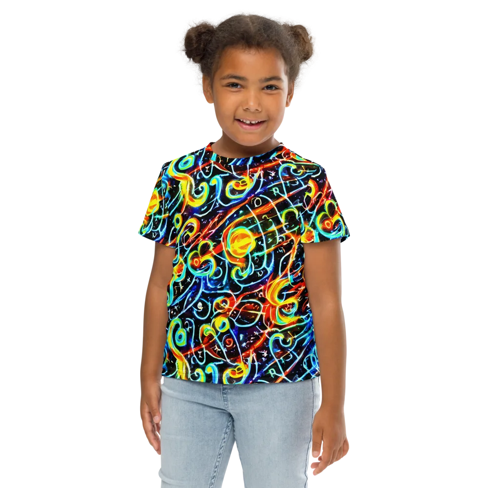 Starlit Scribble on Kids Crew Neck T-Shirt — Front
