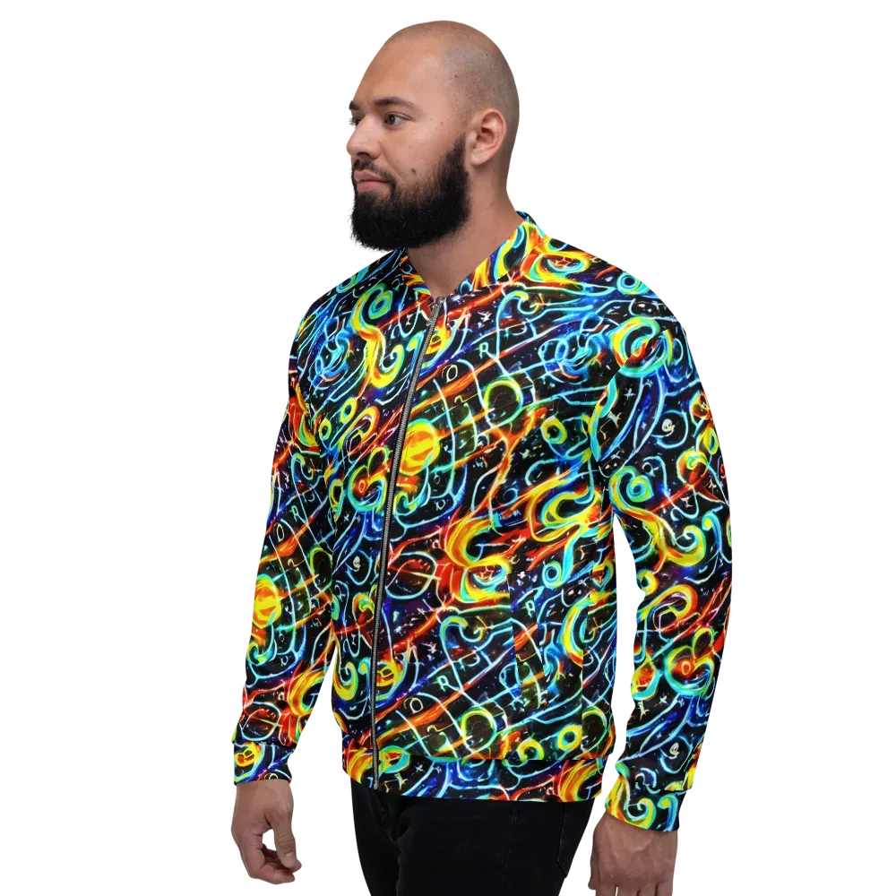 Starlit Scribble on Bomber Jacket — Left