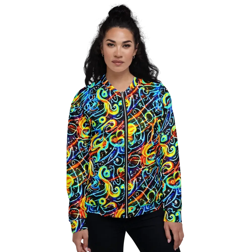 Starlit Scribble on Bomber Jacket — Front