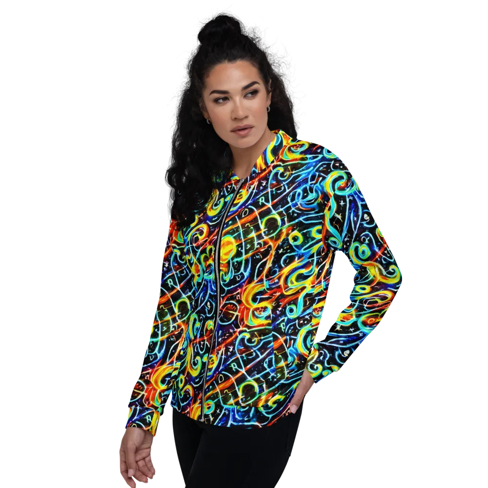 Starlit Scribble on Bomber Jacket — Left