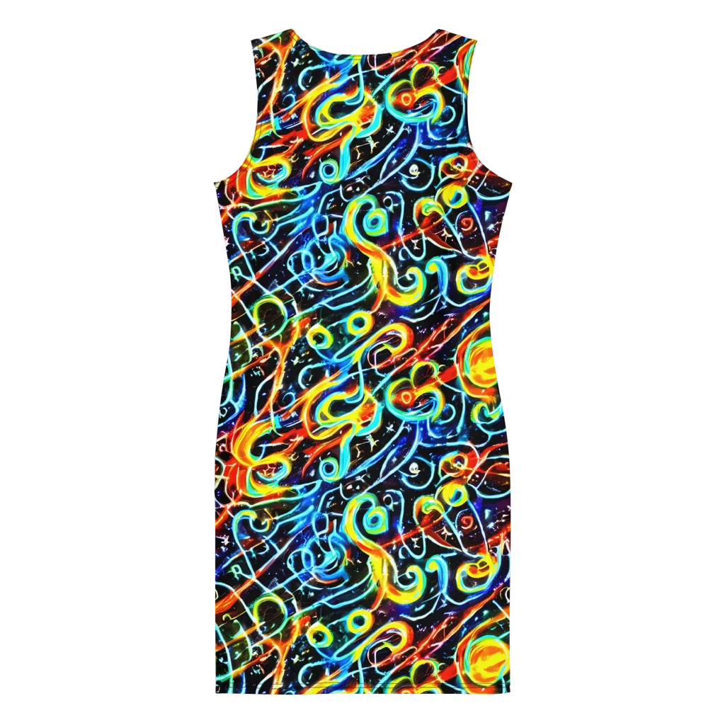 Starlit Scribble on Bodycon Dress — Back