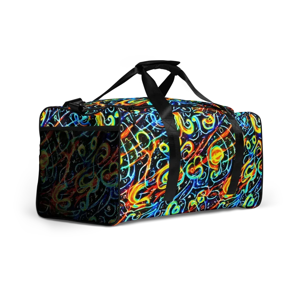 Starlit Scribble on Duffle Bag — Right Front
