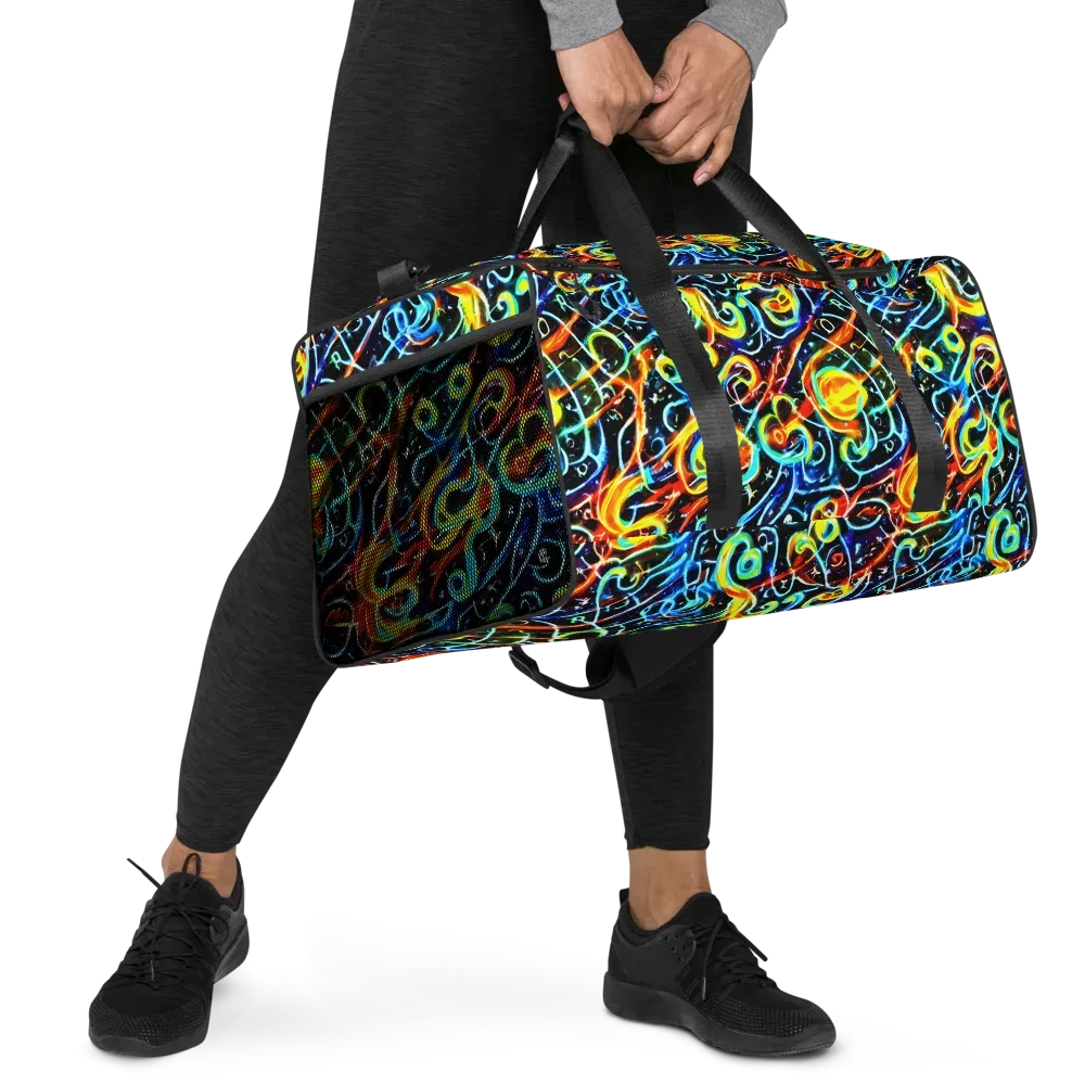 Starlit Scribble on Duffle Bag — Right Front