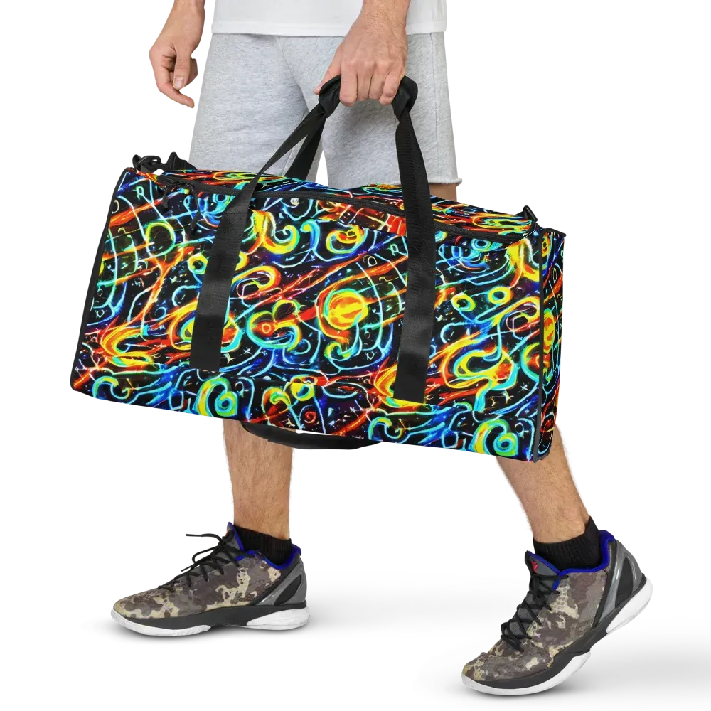 Starlit Scribble on Duffle Bag — Front