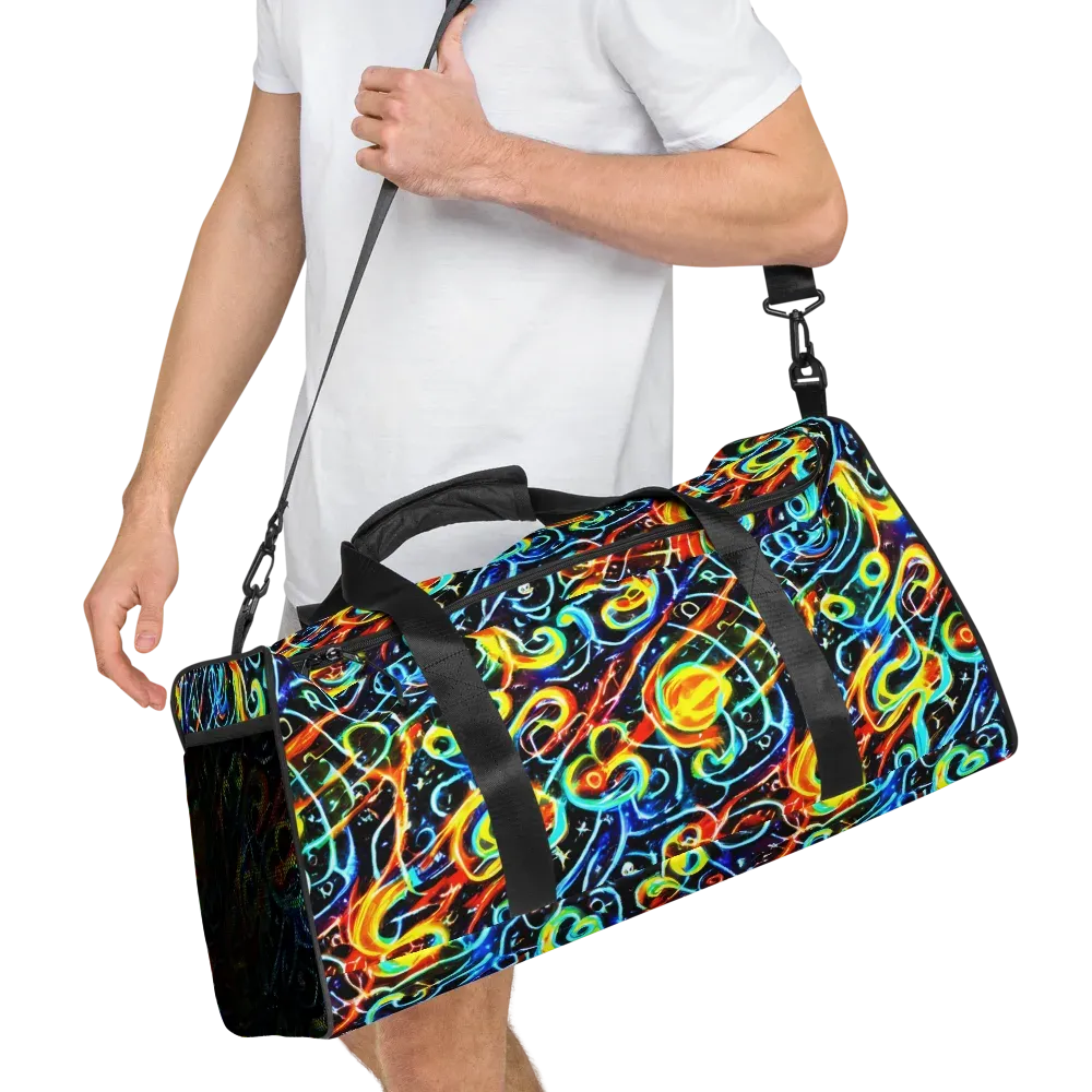 Starlit Scribble on Duffle Bag — Right Front