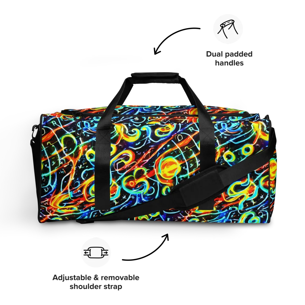 Starlit Scribble on Duffle Bag — Front