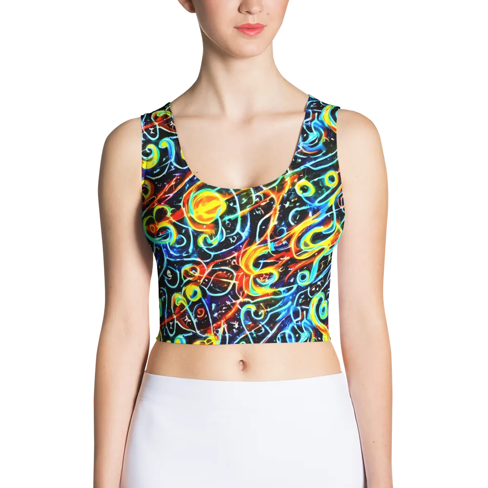 Starlit Scribble on Crop Top — Front