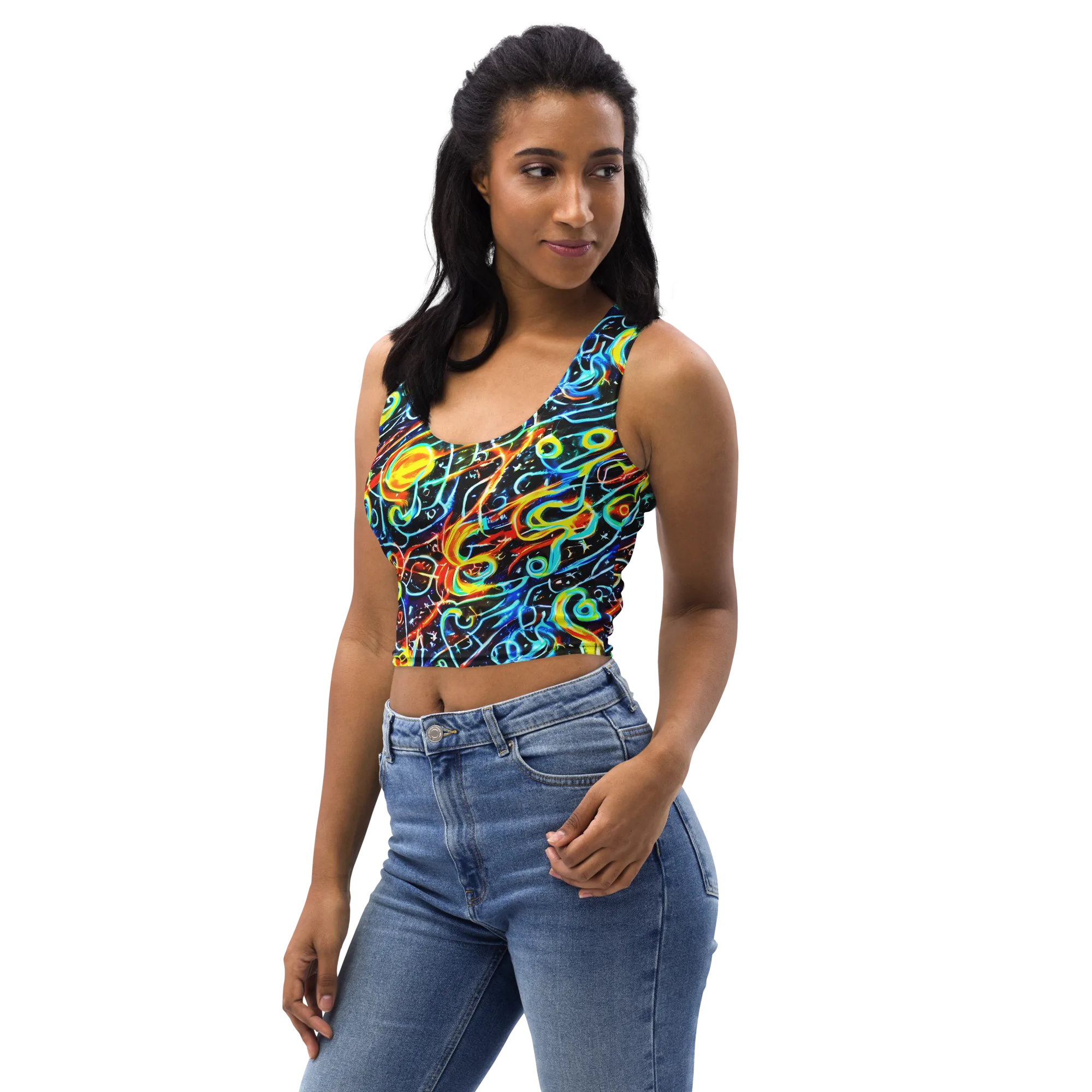 Starlit Scribble on Crop Top — Left Front