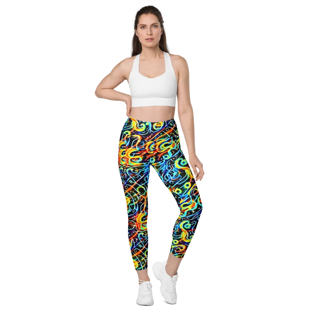 Starlit Scribble on Leggings with Pockets — Front