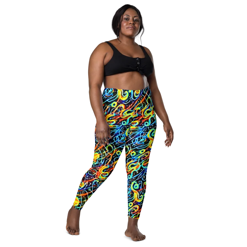 Starlit Scribble on Leggings with Pockets — Front