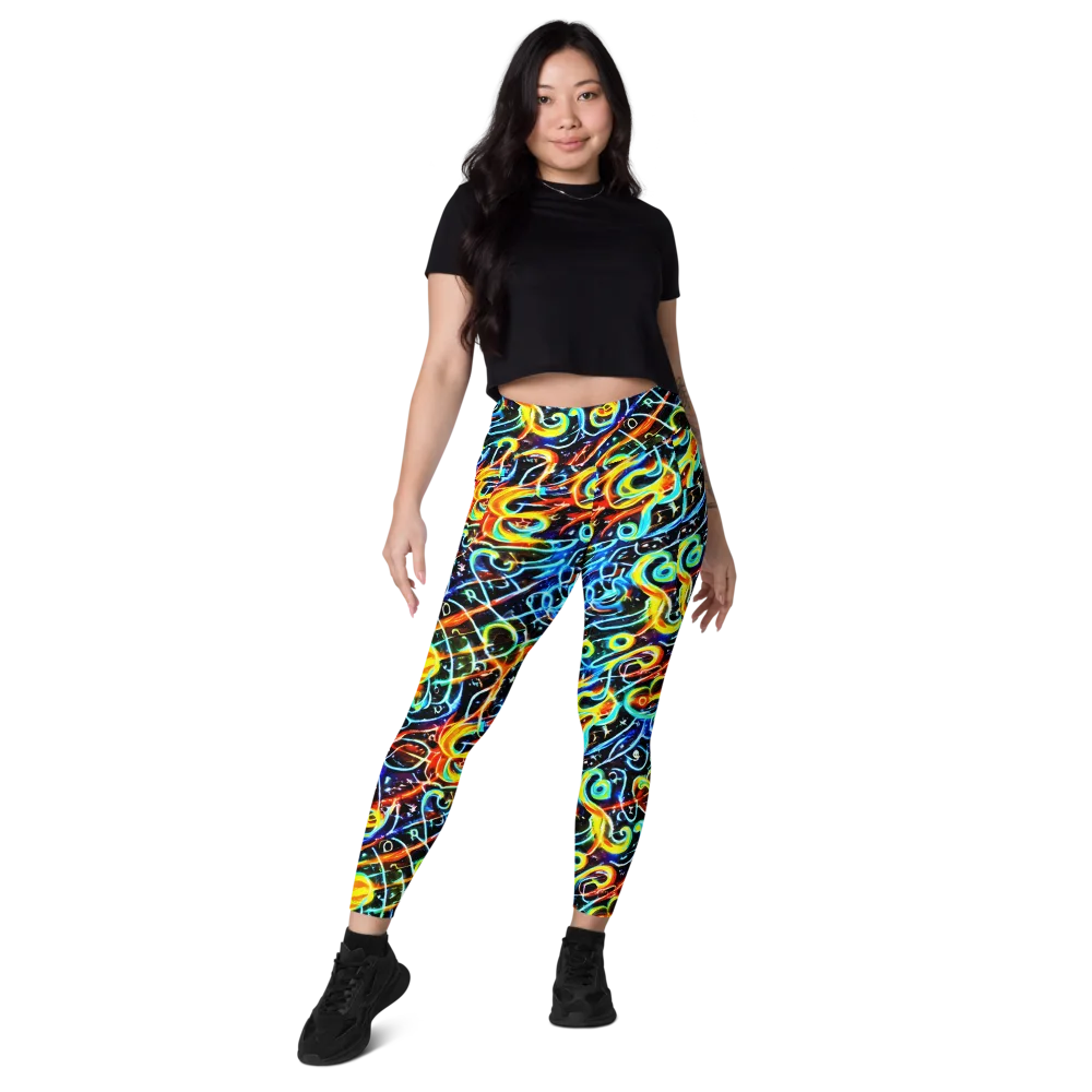Starlit Scribble on Leggings with Pockets — Front