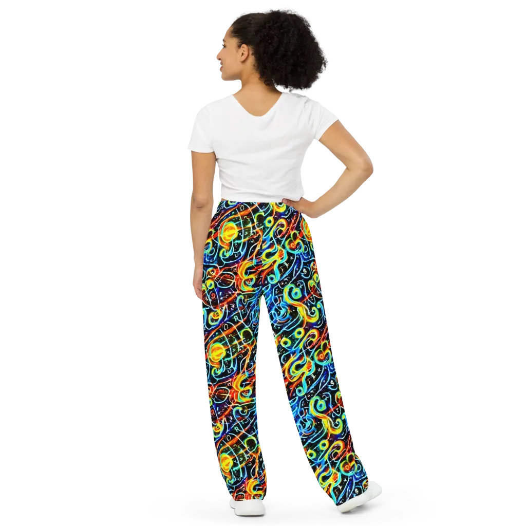 Starlit Scribble on Wide-Leg Pants — Back