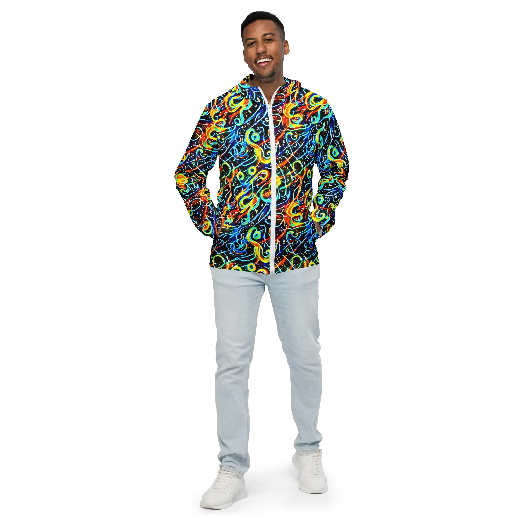 Starlit Scribble on Men's Windbreaker — Front
