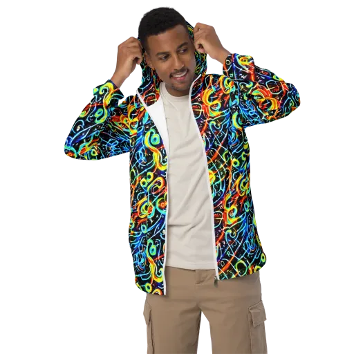 Starlit Scribble on a Men's Windbreaker