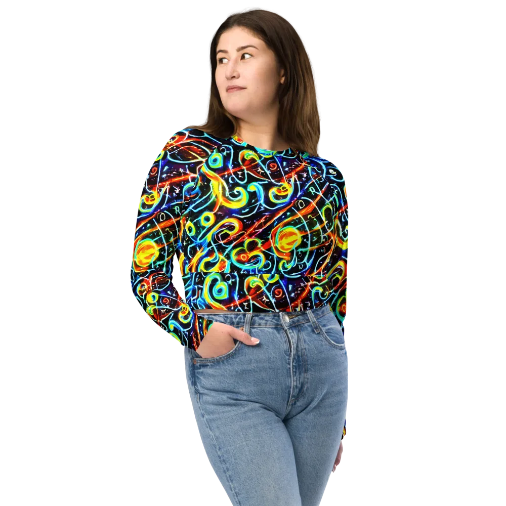 Starlit Scribble on Long Sleeve Crop Top — Front
