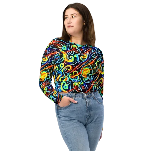 Starlit Scribble on a Long Sleeve Crop Top