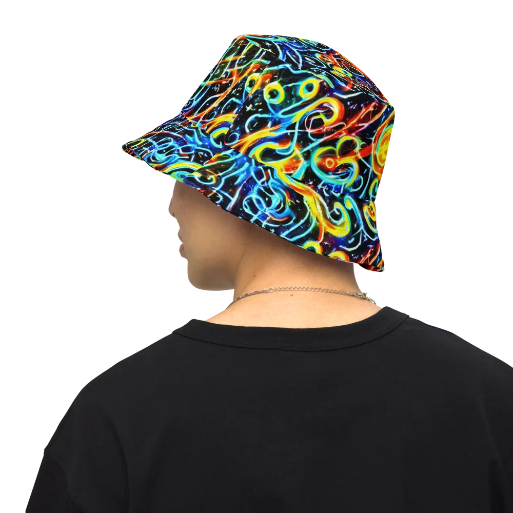 Starlit Scribble on Reversible Bucket Hat — Back Inside