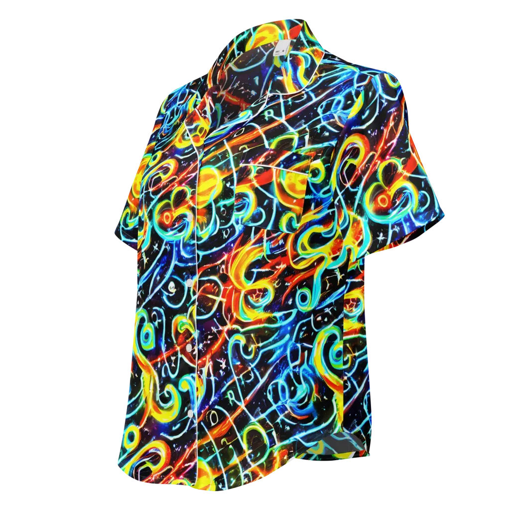 Starlit Scribble on Women's Short Sleeve Pajama Top — Left Front