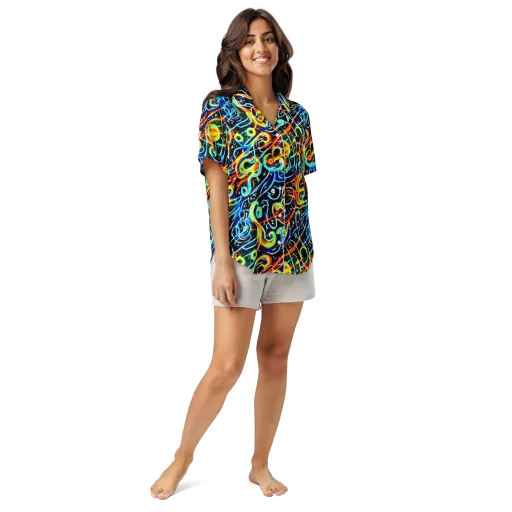 Starlit Scribble on a Women's Short Sleeve Pajama Top