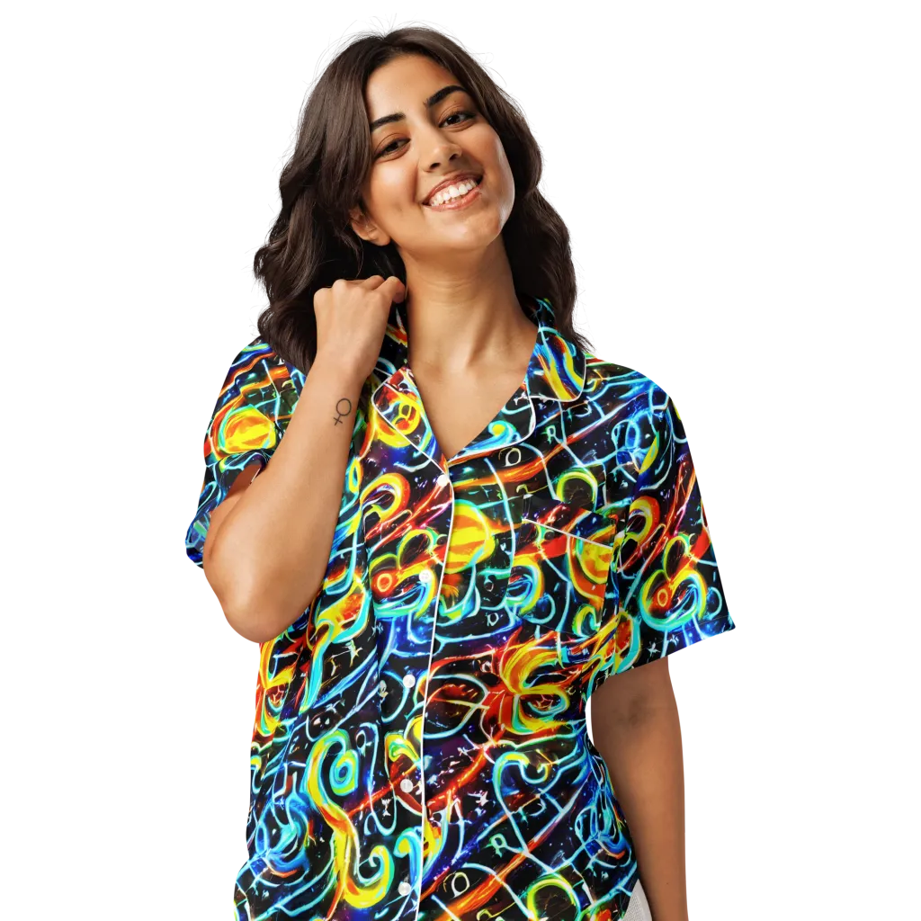 Starlit Scribble on Women's Short Sleeve Pajama Top — Front