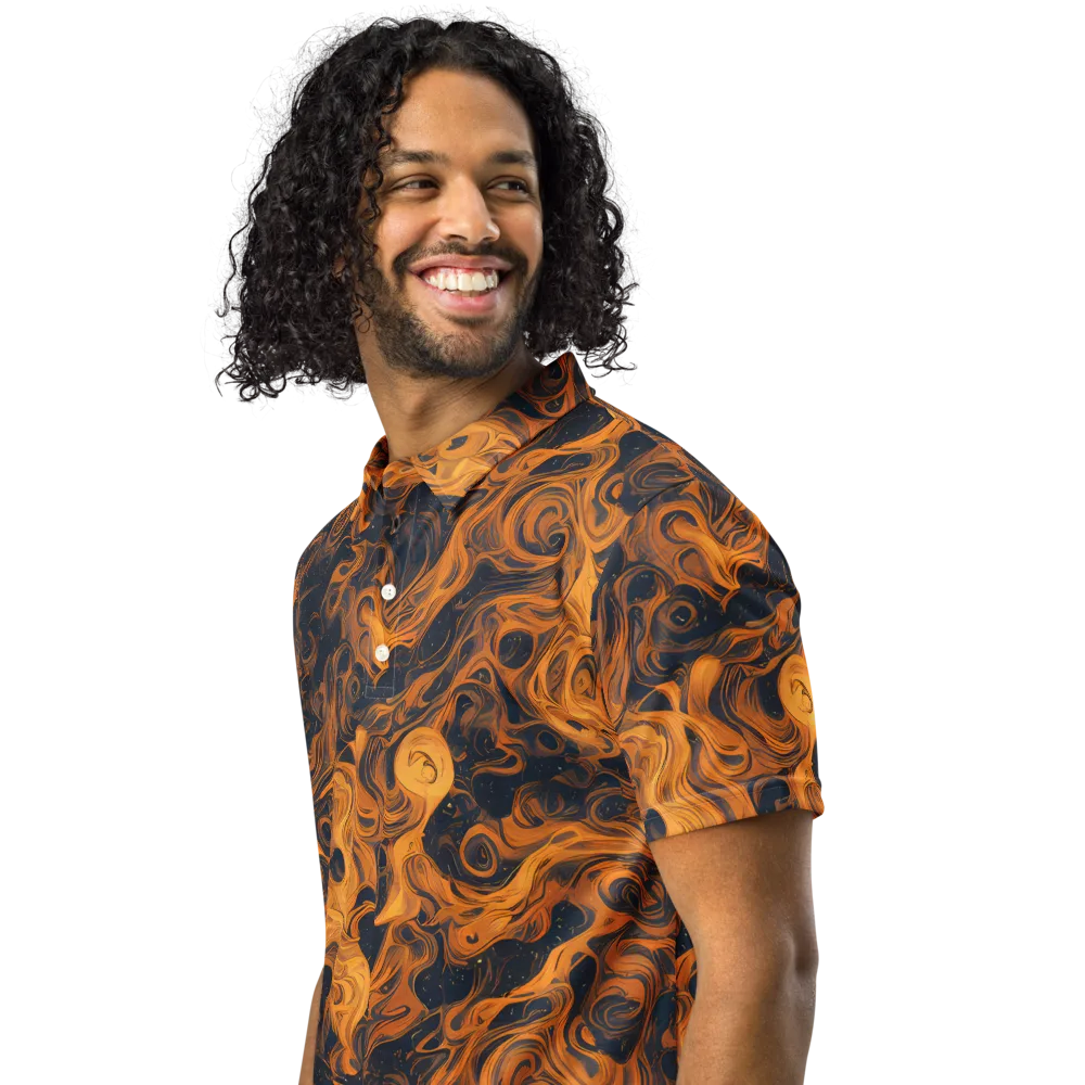 Burnished Orbit on Men's Slim Fit Polo Shirt — Left Front