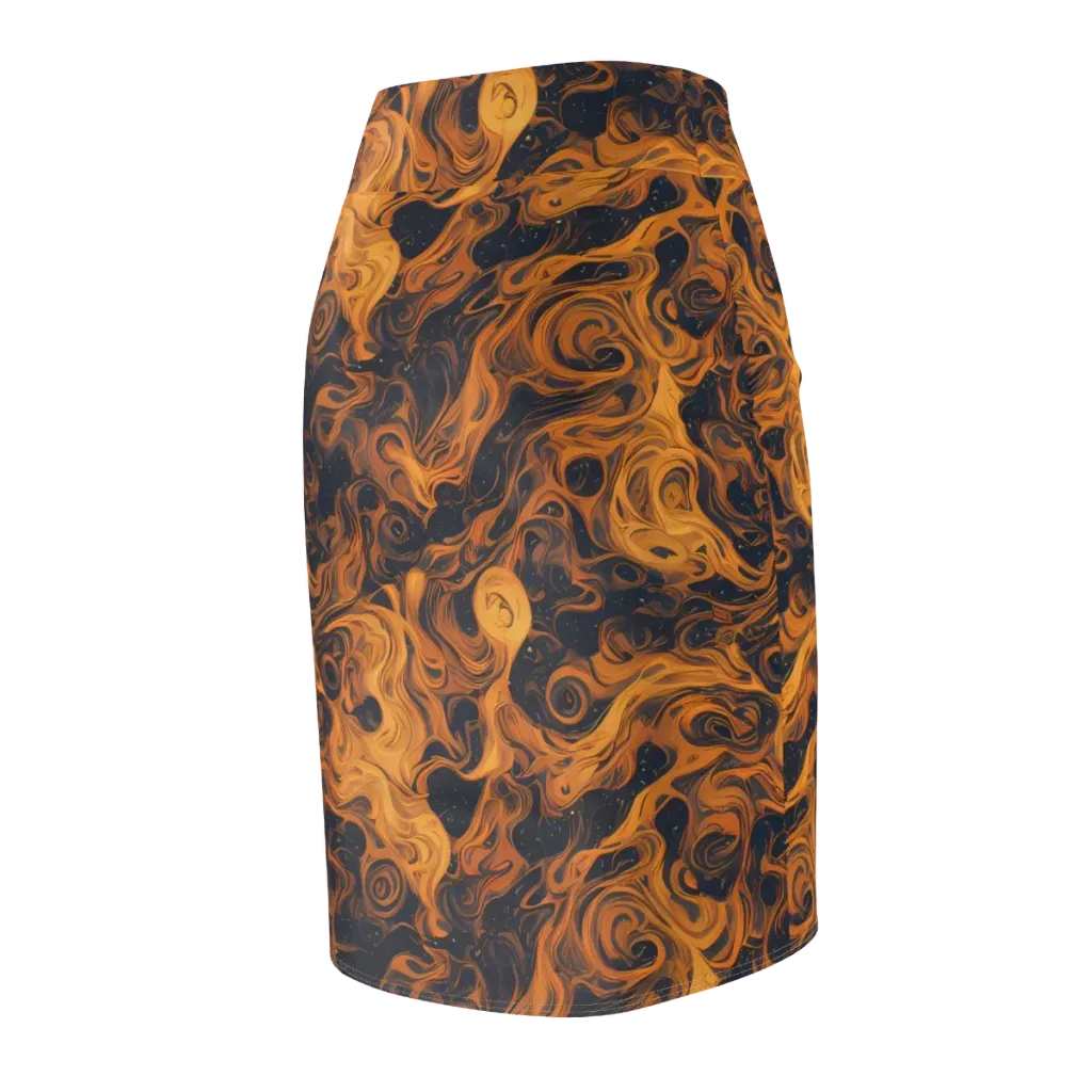 Burnished Orbit on Pencil Skirt — Back Side