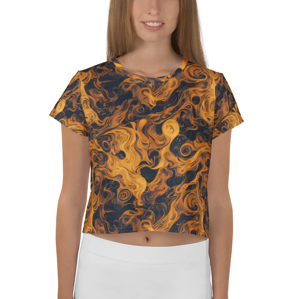 Burnished Orbit on Crop Tee — Front
