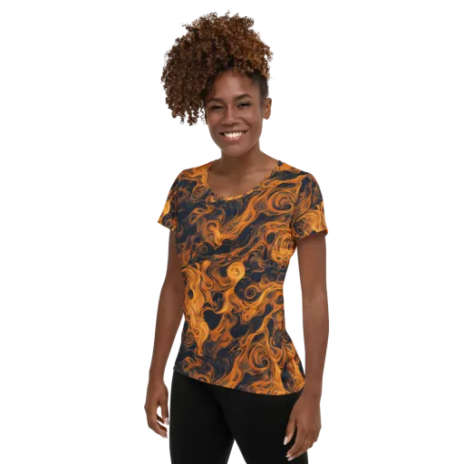 Burnished Orbit on a Women's Athletic T-Shirt