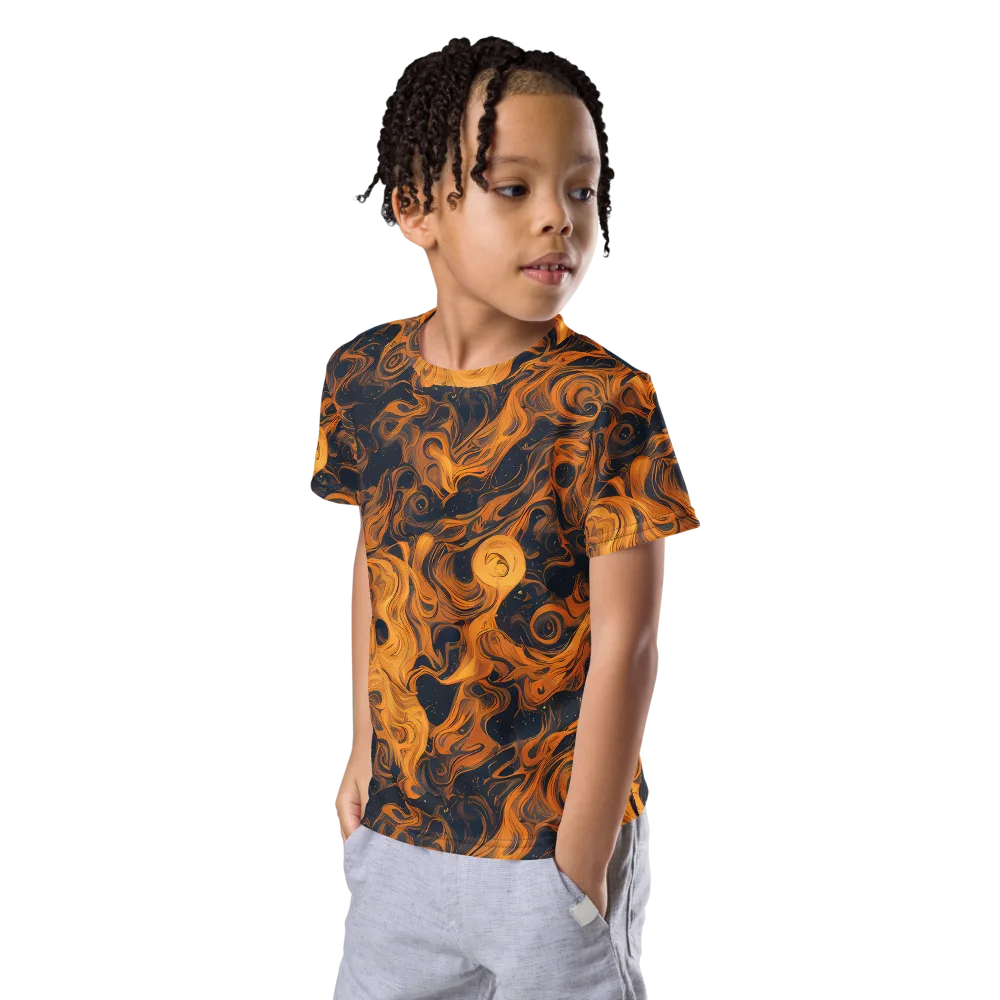 Burnished Orbit on Kids Crew Neck T-Shirt — Left Front