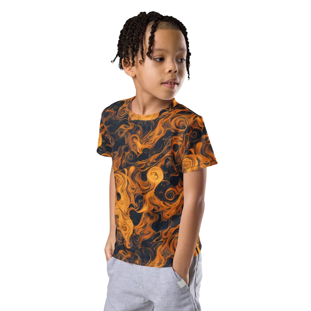 Burnished Orbit on Kids Crew Neck T-Shirt — Left Front