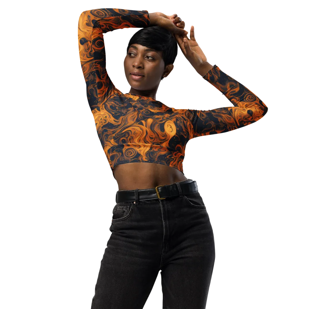 Burnished Orbit on Long Sleeve Crop Top — Front