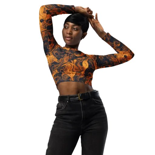 Burnished Orbit on a Long Sleeve Crop Top