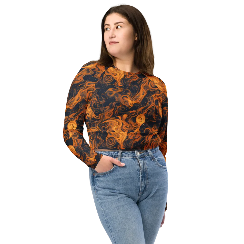 Burnished Orbit on Long Sleeve Crop Top — Front