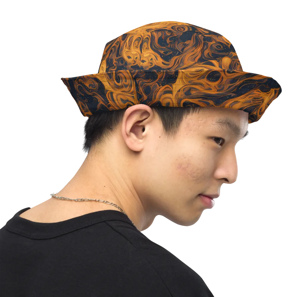 Burnished Orbit on Reversible Bucket Hat — Right Outside