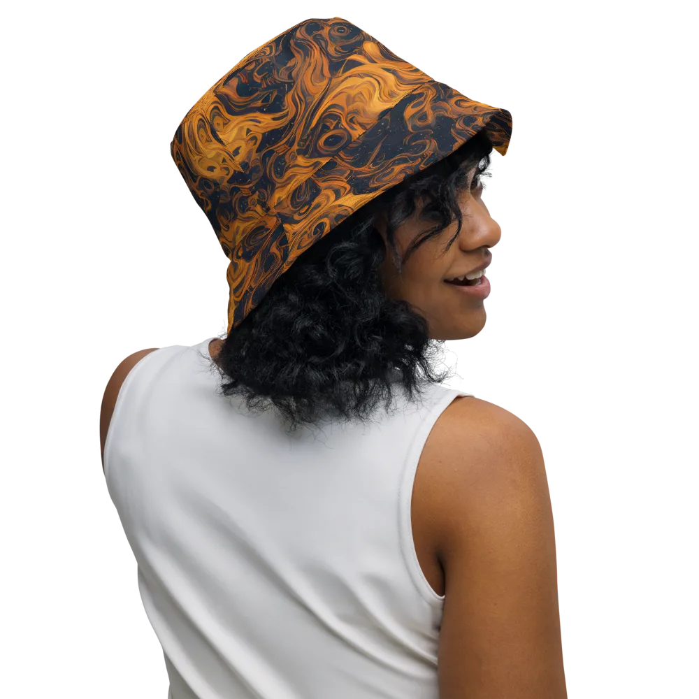 Burnished Orbit on Reversible Bucket Hat — Right Outside