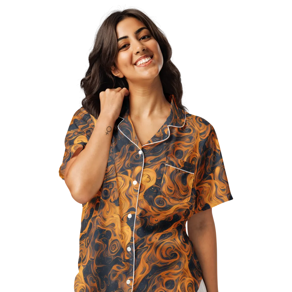 Burnished Orbit on Women's Short Sleeve Pajama Top — Front