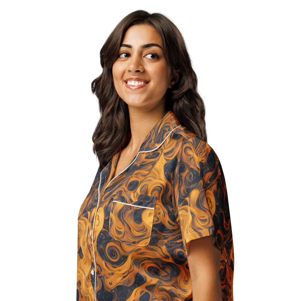 Burnished Orbit on Women's Short Sleeve Pajama Top — Left Front