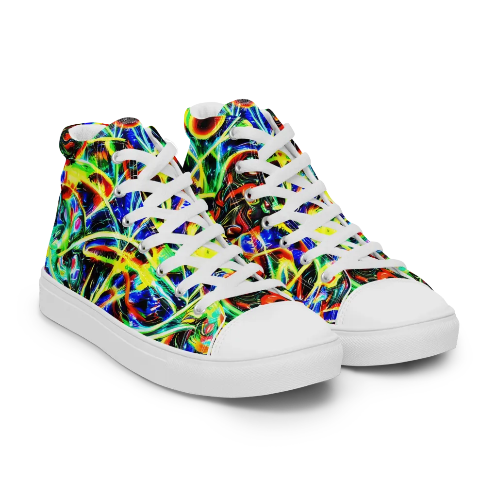 Luminous Overgrowth on Men's High Top Canvas Shoes — Right Front